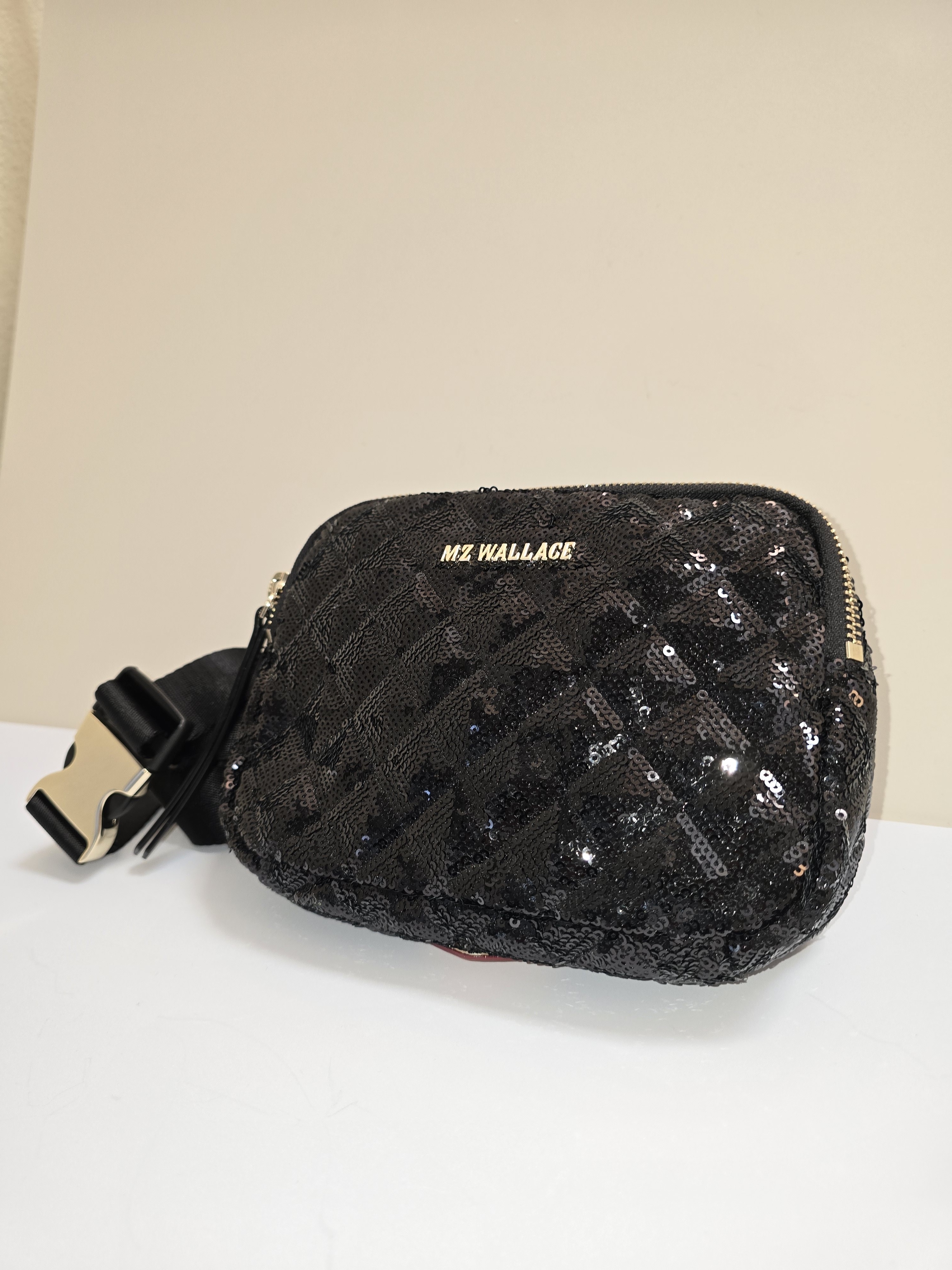 Mz Wallace Black Sequin Belt Bag